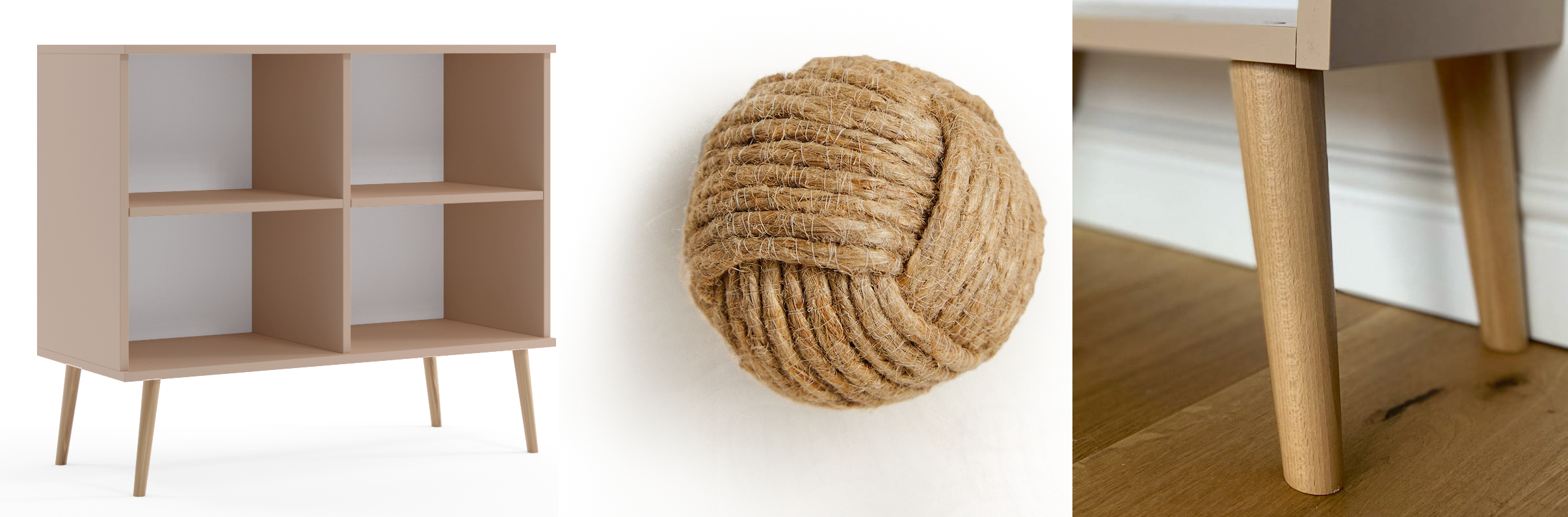 Macchiato komoda skandynawska z półkami Boho drewniane nogi - zdjęcie produktu