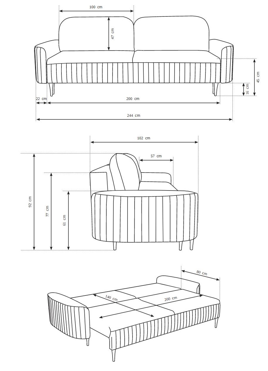 Sofa ANES rozkładana trzyosobowa do salonu - zdjęcie produktu