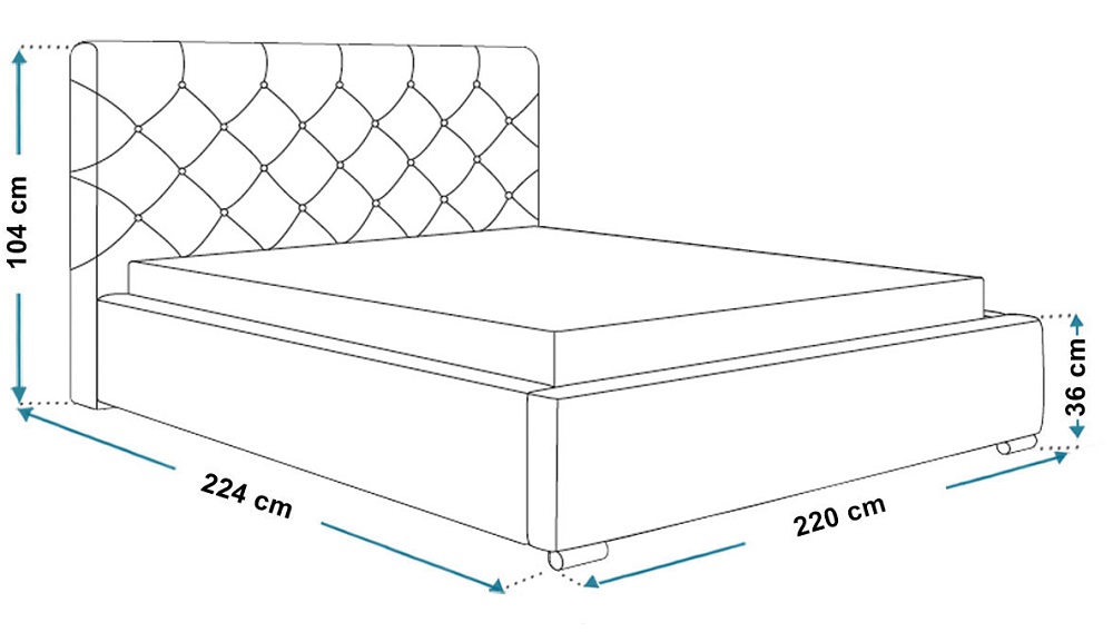 Łóżko tapicerowane 200x200 R11 Stelaż metalowy - zdjęcie produktu