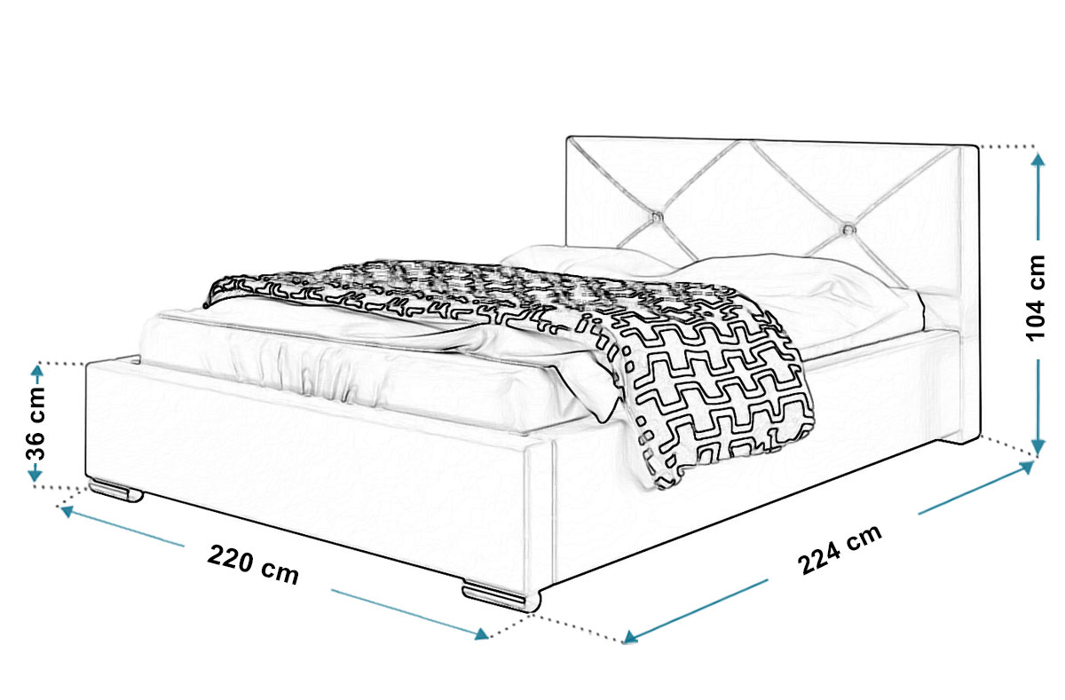 Łóżko tapicerowane 200x200 R12 Stelaż metalowy - zdjęcie produktu