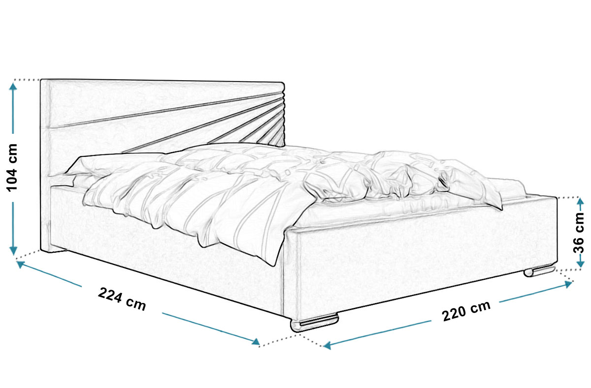 Łóżko tapicerowane 200x200 R16 STELAŻ METALOWY - zdjęcie produktu