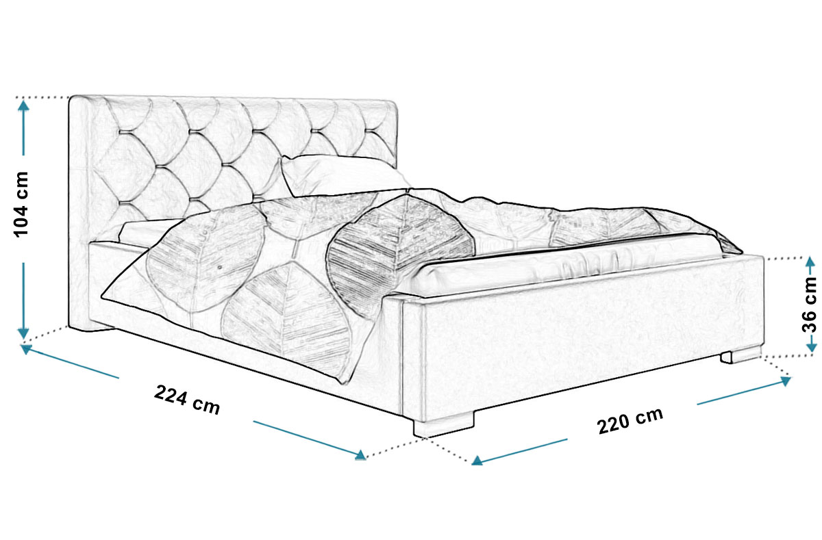 Łóżko tapicerowane 200x200 R17 Stelaż metalowy - zdjęcie produktu