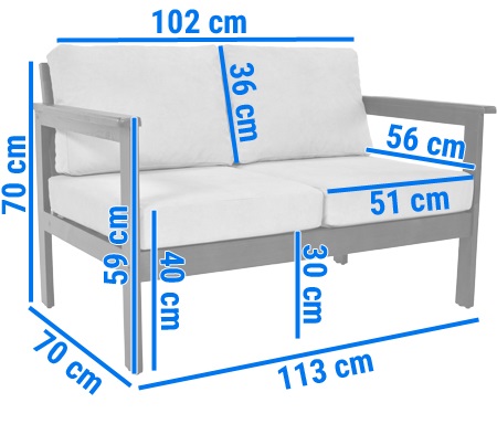 Sofa drewniana na taras dwuosobowa- ELLA - zdjęcie produktu