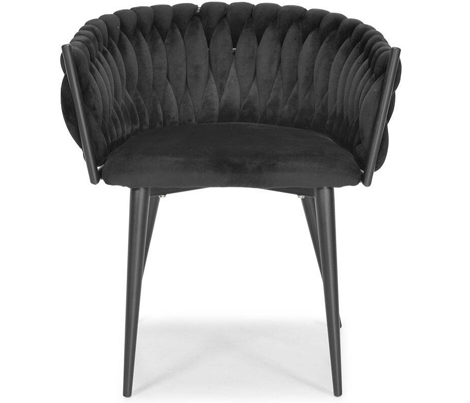 ROZALI czarne krzesło tapicerowane welurowe - zdjęcie produktu