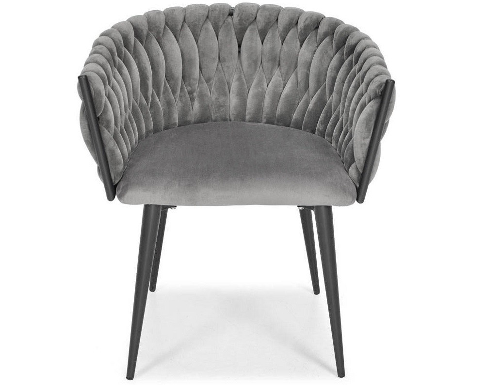 ROZALI szare krzesło tapicerowane plecione - zdjęcie produktu