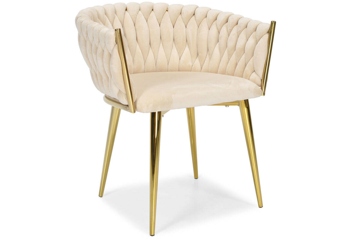 ROZALI Beżowe krzesło tapicerowane glamour - zdjęcie produktu
