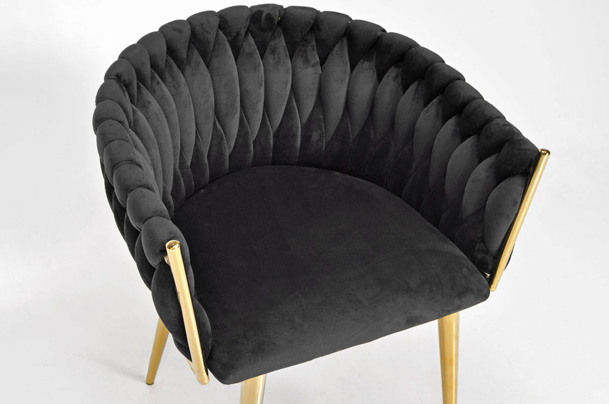 ROZALI krzesło glamour czarne złoty stelaż - zdjęcie produktu
