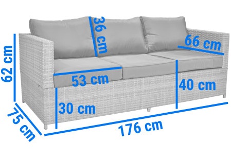 Sofa ogrodowa z technorattanu 3-osobowa- MALWA - zdjęcie produktu