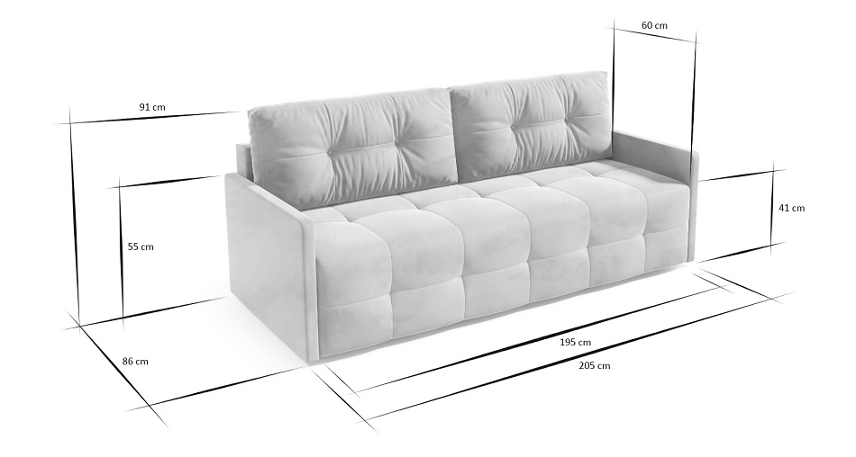 Pikowana kanapa SAMBRO z funkcją spania - zdjęcie produktu