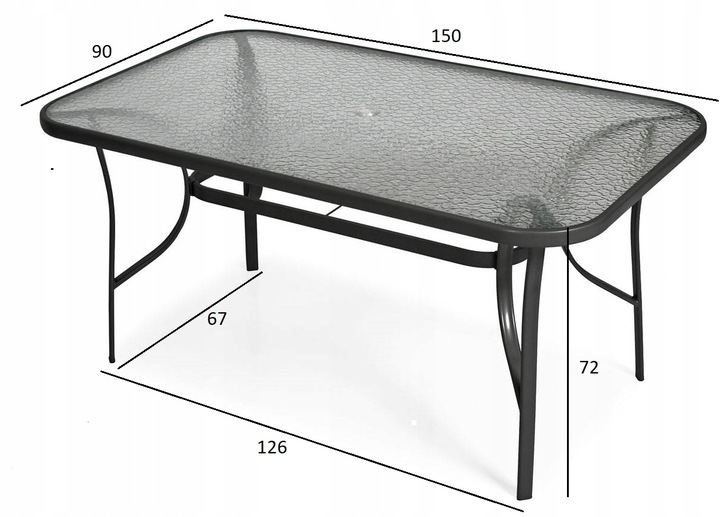 PUERTO zestaw ogrodowy stół + 6 krzeseł czarny - zdjęcie produktu