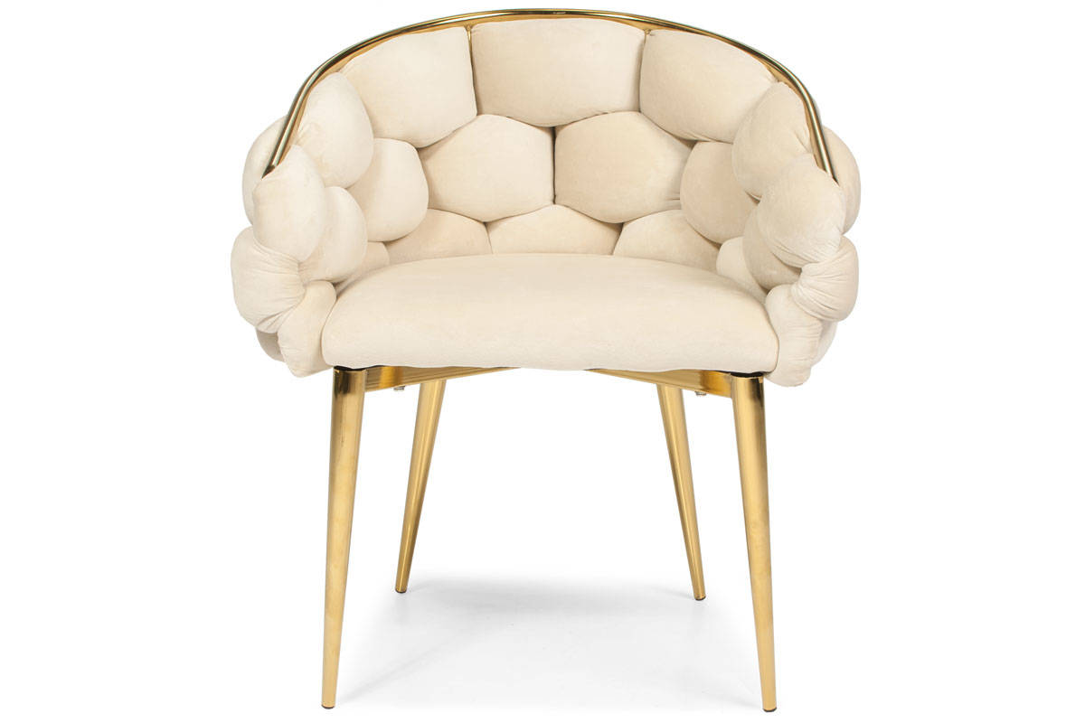 Krzesło glamour balloon beżowy złote nogi - zdjęcie produktu