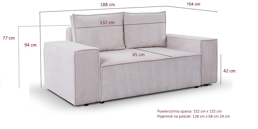 AGA Small Kanapa dwuosobowa rozkładana sofa - zdjęcie produktu