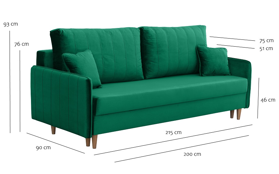 SALI sofa kanapa 3 osobowa rozkładana - zdjęcie produktu