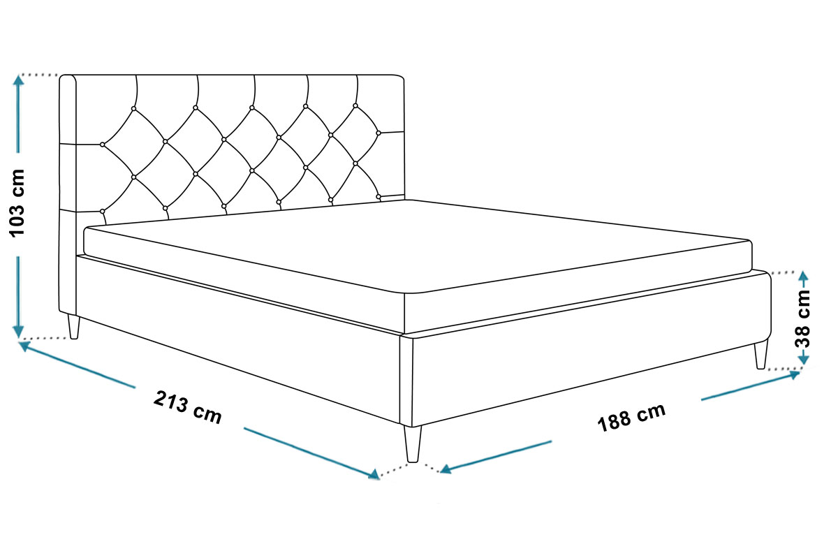 Łóżko tapicerowane 180x200 X6 do sypialni na wysokich nóżkach - zdjęcie produktu